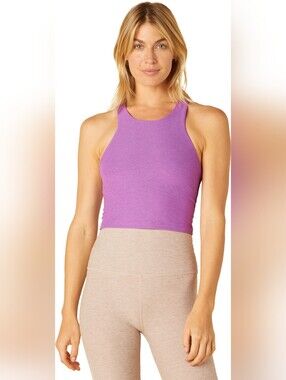 Beyond Yoga Focus Cropped Spacedye Purple High-Neck Crop Tank S